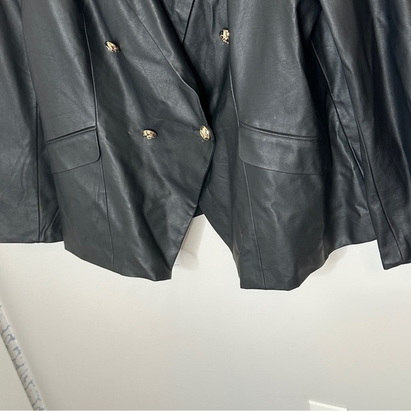 City Chic Black Faux Leather Royalty Double Breasted Blazer Size XL 22 NWT Edgy - Picture 10 of 13